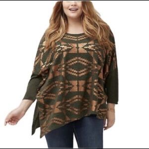 Green Aztec Copper Metallic Asymmetric Shirt